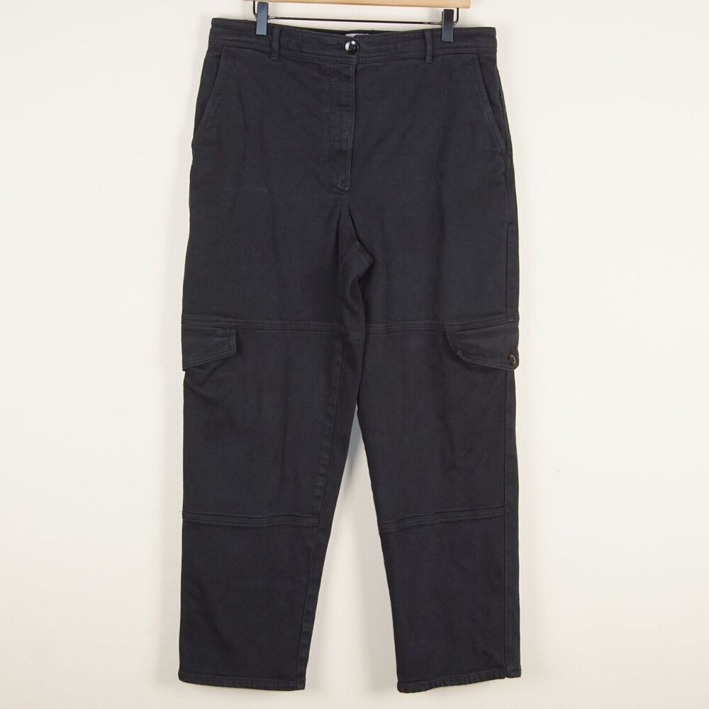 Wilfred Free Modern Cargo Straight Leg Heavy Twill Black Utility Pants Womens 14